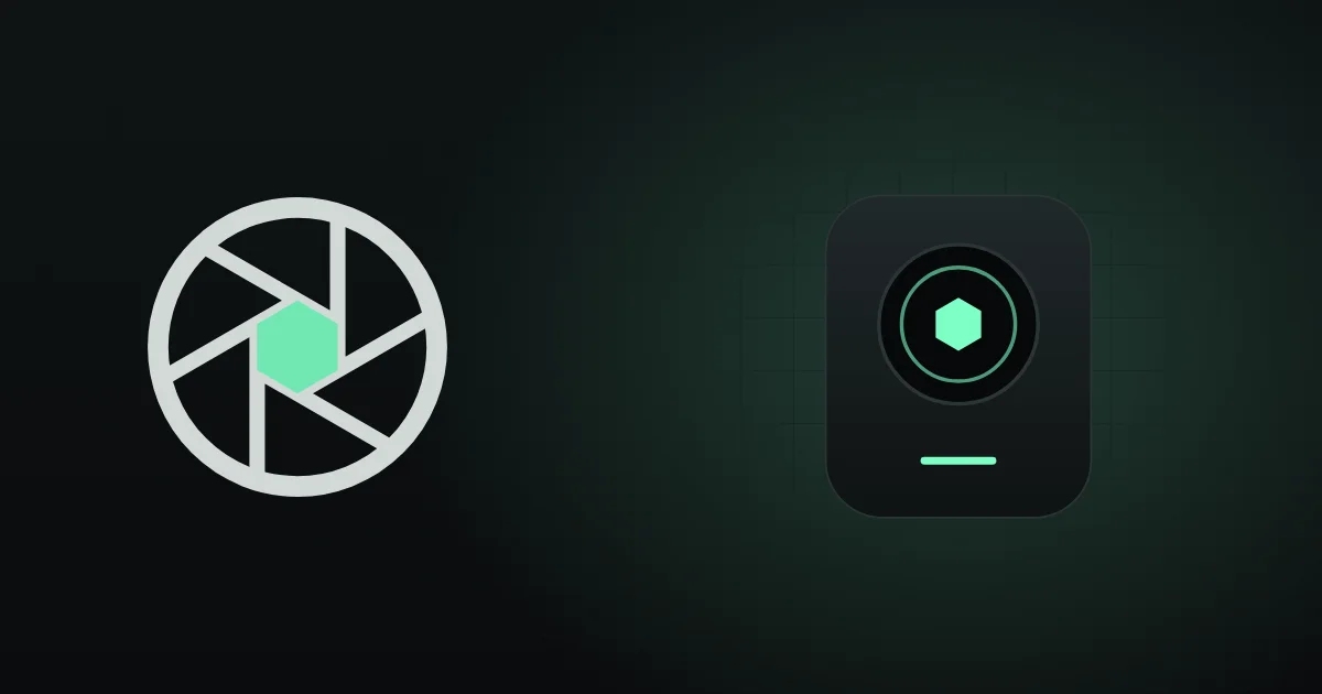The Hunhu brand card: the aperture mark beside the home box.
