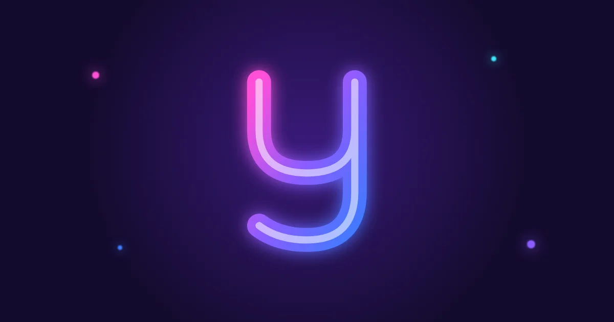 The Yuun brand card: the neon y.